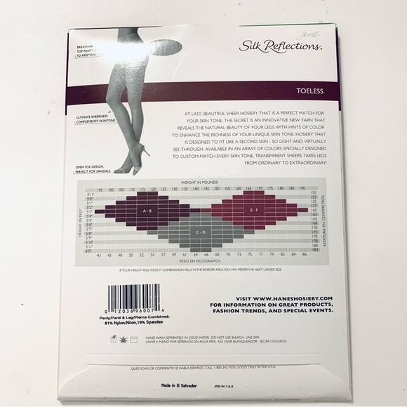 HANES Silk Reflections Transparent Sheer Toeless Hosiery, Control Top - Picture 2 of 3